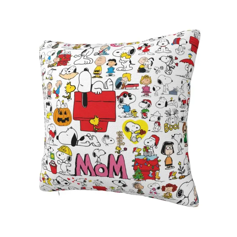 Custom Fashion Cute Cartoon Snoopy Cushion Cover 40x40cm Velvet Throw Pillow Case for Sofa Square Pillowcase Decoration