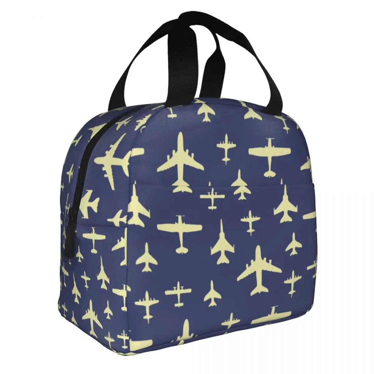 Fly Past Aeroplanes Insulated Lunch Bag Cooler Bag Reusable Pilot Air Fighter Large Tote Lunch Box Men Women Beach Outdoor