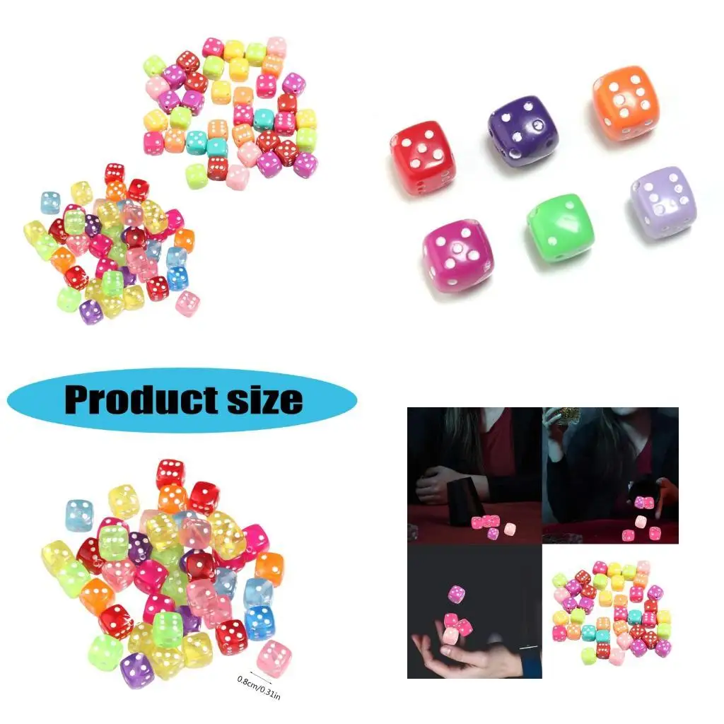 

R6FE 50 Pcs/Set Colorful Dices Board Game Acessories Acrylic Dices for Home Parties