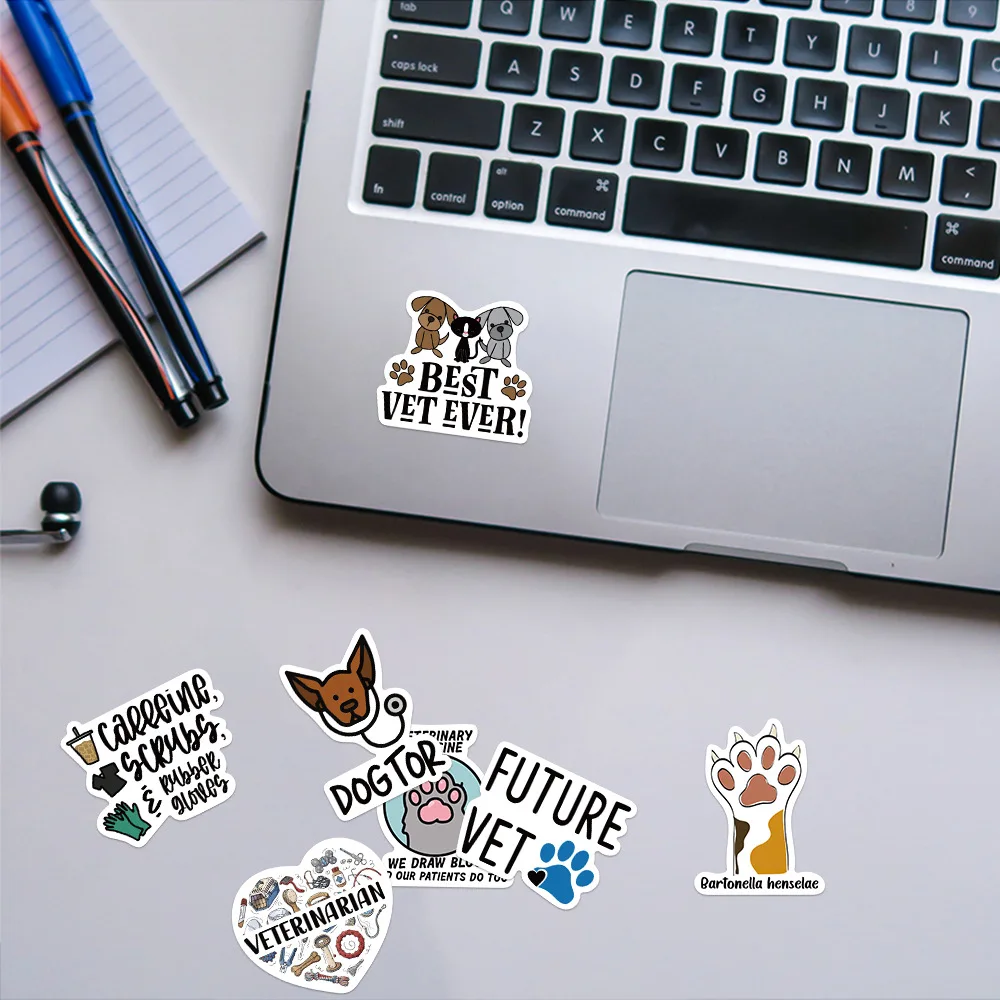 50Pcs Pet Hospital Veterinary Sticker Phrase Graffiti Decals DIY Laptop Notebook Phone Wall Suitcase Car Cartoon Sticker
