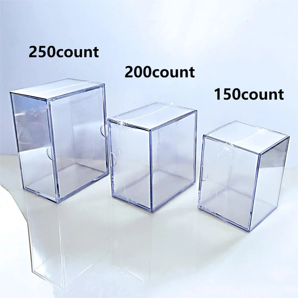 Transparent Thick Card Case Game Magic TCG Cards Box 10/25/50/100/150/200/250 Count Clear Card Storage Box Holds Standard Cards