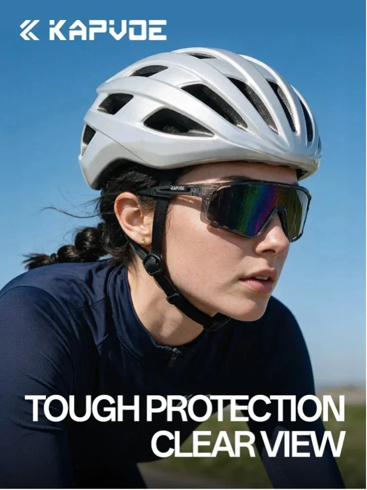 Kapvoe Neue Outdoor-Fahrradbrille mit Nano-Beschichtung, Stilvolle Herren- und Damenbrille für Pickleball, Autofahren, UV400-Schutz, Großrahmige HD-Outdoor-Wanderbrille, Winddichte MTB-Fahrradbrille