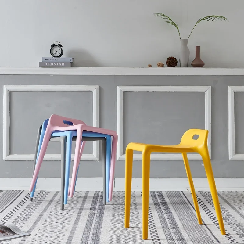 Colorful Nordic Plastic Stools – Creative Thick Fashion Design, Ideal for Shoe Changing, Dining, Leisure, Kids Stool