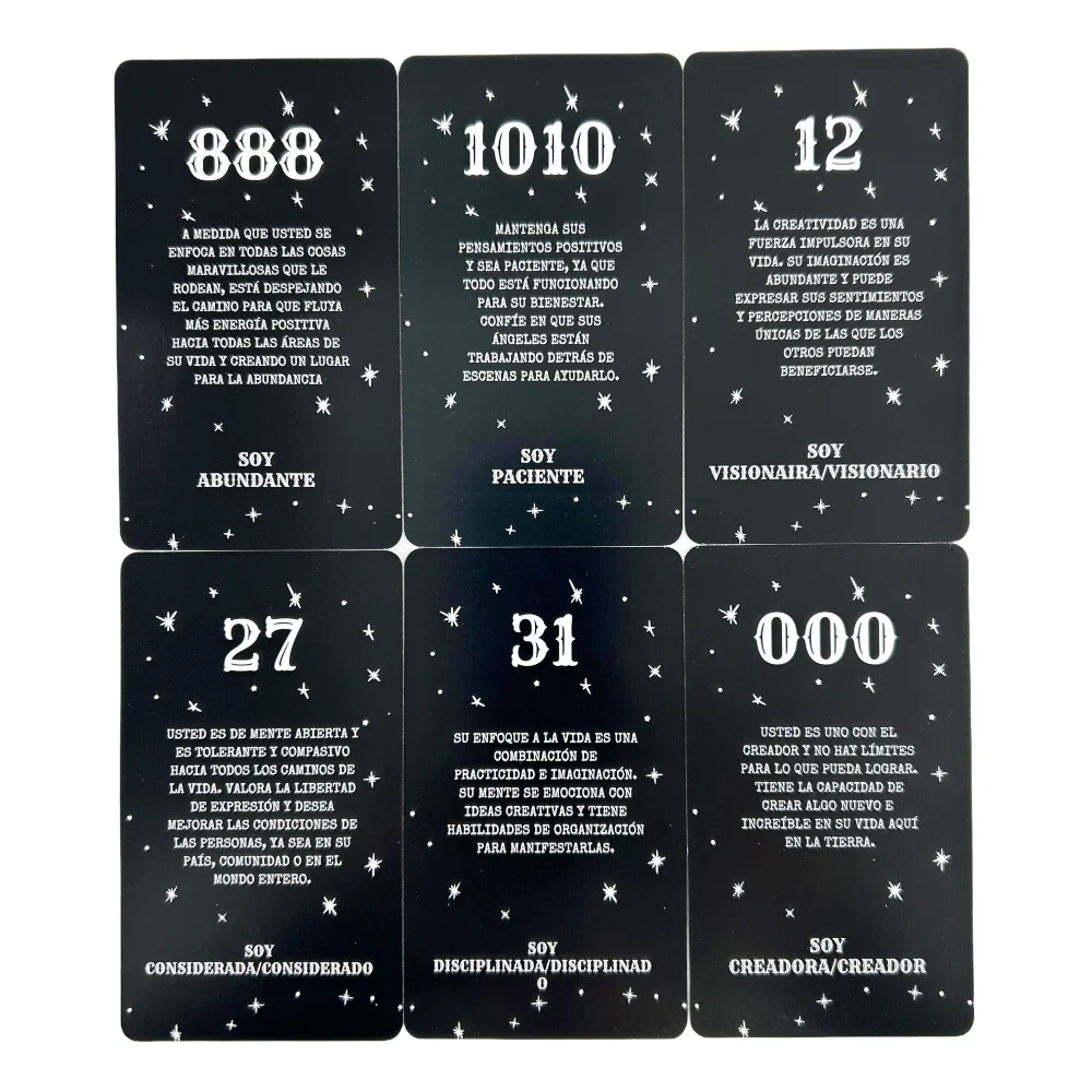 Oráculo En Espa?ol, Mensajes De Número De?ngel, 53 cartas, Números Angelicales Angel Number Messages Tarot Cards Deck Future