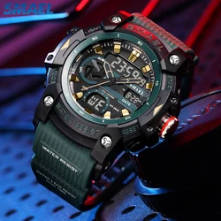 SMAEL Sport Digital Watch for Men Junior Dual Time Display Quartz Analog Back Light Alarm Waterproof Military Young Wristwatches