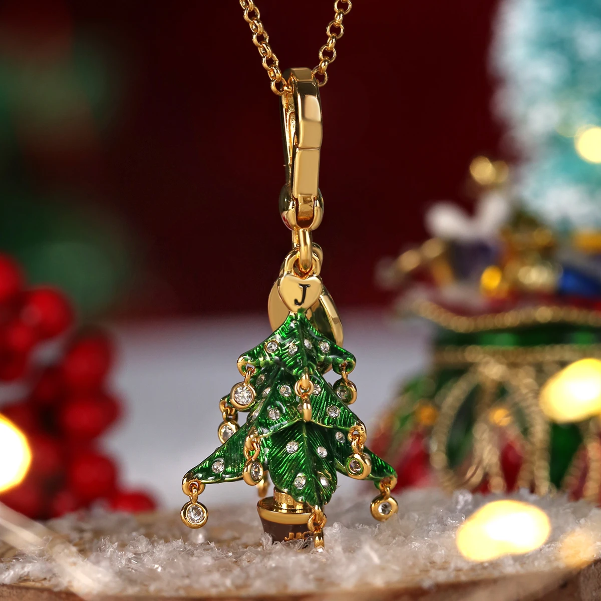 

1Pc Fashion Enamel Green Christmas Tree Pendant Necklace for Women Sweet Cute Party Jewelry Keychain Pendant Valentine Day Gift