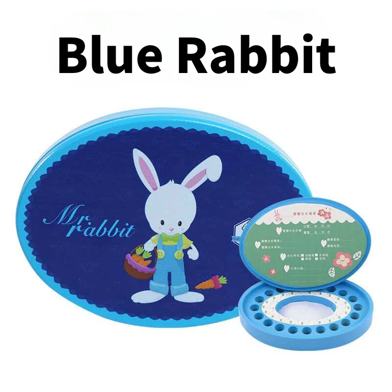 High Quality Baby Wood Keepsake Box Children's Tooth Case Rabbit Boy and Girl Kids Boxes for Milk Teeth Gifts Pink Blue Ellipse