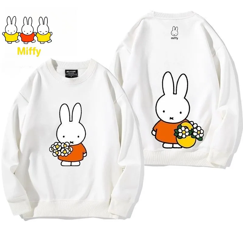 

Толстовка Kawaii Miffy с кроликом, милый мультяшный круглый вырез, серия книг с картинками, кролик для девочек, Miffy, мультяшное пальто с длинными рукавами, топ для пары