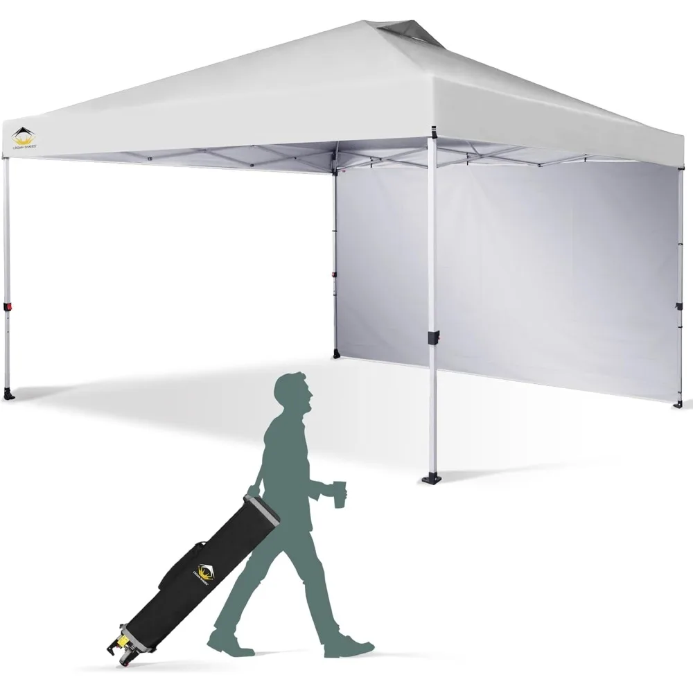 12x12 Pop Up Canopy Tent Instant Commercial with 150D Silver Coated Fabric Including 1 Removable Sidewall, 4 Ropes, 8 Stakes, W