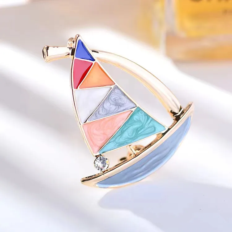 Colorful Sailing Brooch Enamelled Brooch Pin Fashion Drop Oil corsage Creative Clothing accessories