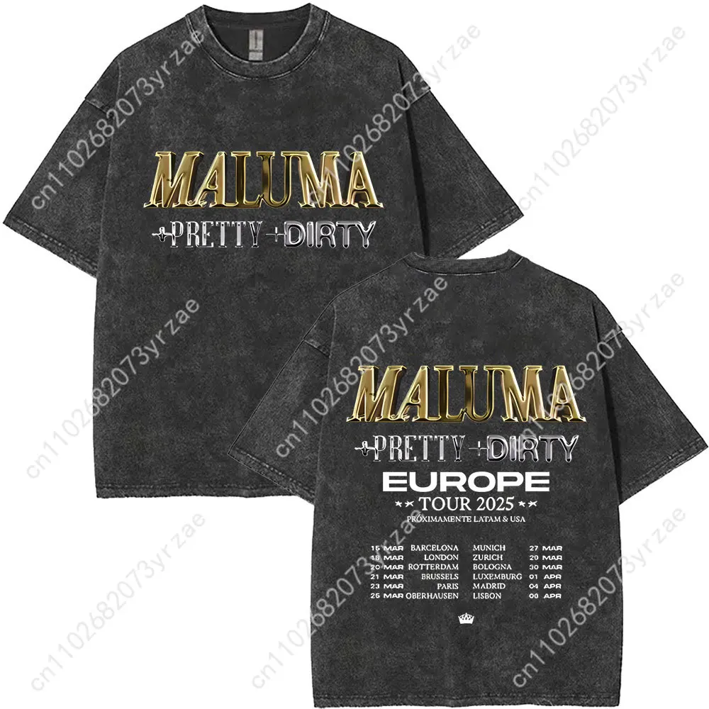 Rapper Maluma Retro Wash Tshirt Man Woman High Quality Vintage T Shirt Cotton Short Sleeves Fashion T-shirt Soft Breathable Tops