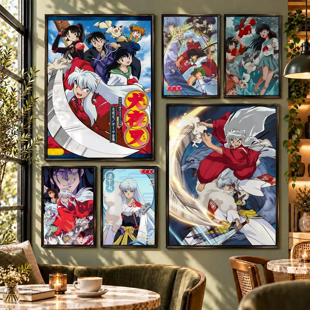 Anime Inuyasha Yokai Romance Fantasy Poster HD Self Adhesive Wall Decor for Bedroom Dorm Room Office Gaming Room Gift