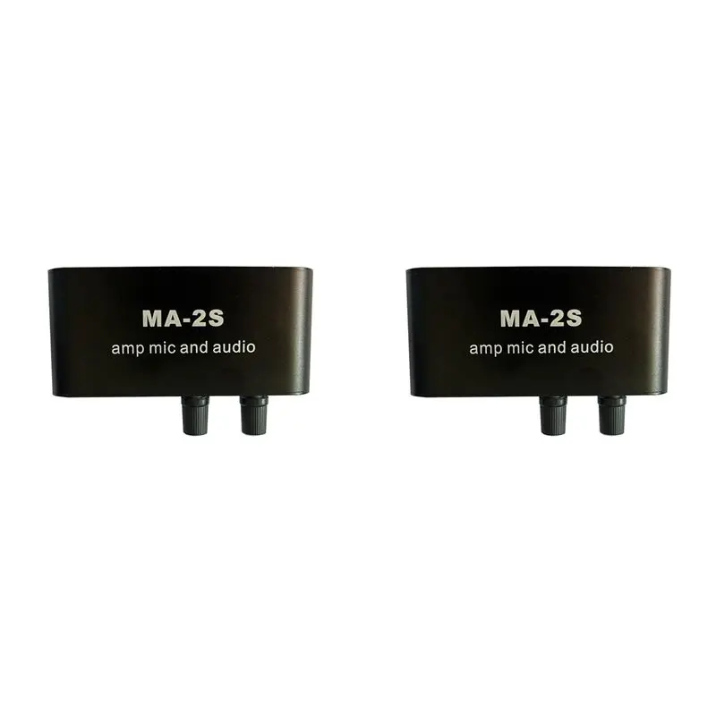 

2X 6.5Mm Dynamic Microphone 3.5Mm Condenser Microphone Headphone Amplifier Audio Preamplifier Mixing Board MA-2S-Y41A