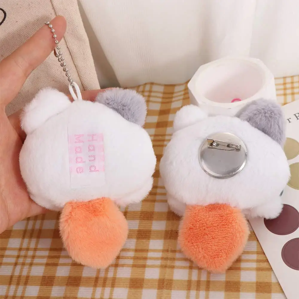 Kawaii Plush Brooch Coffee Cat Plush Keychain Stuffed Fluffy Cute Cat Plush Doll Soft Colorful Animal Plush Key Chain Kid Girls