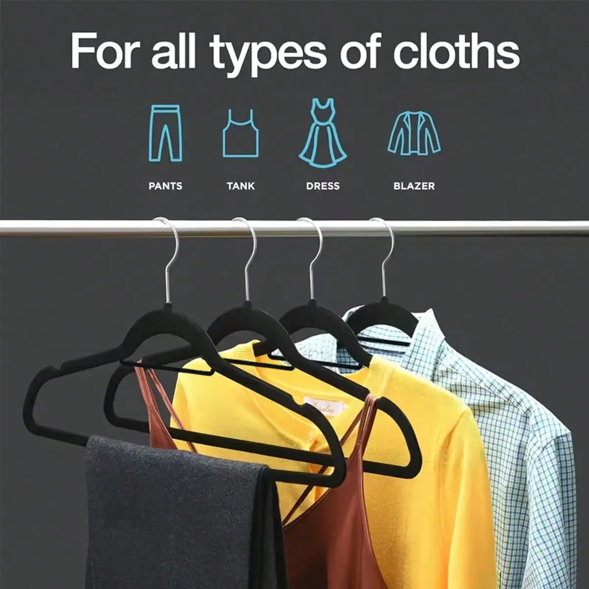 Velvet Hangers 100/50/30 Pack, Non Slip Clothes Felt Hanger Heavy Duty For Coat, Premium Slim Space Saving Suit Hangers For Closet Organizer, 360° Rotating Silver Hook sh251212155077844432007