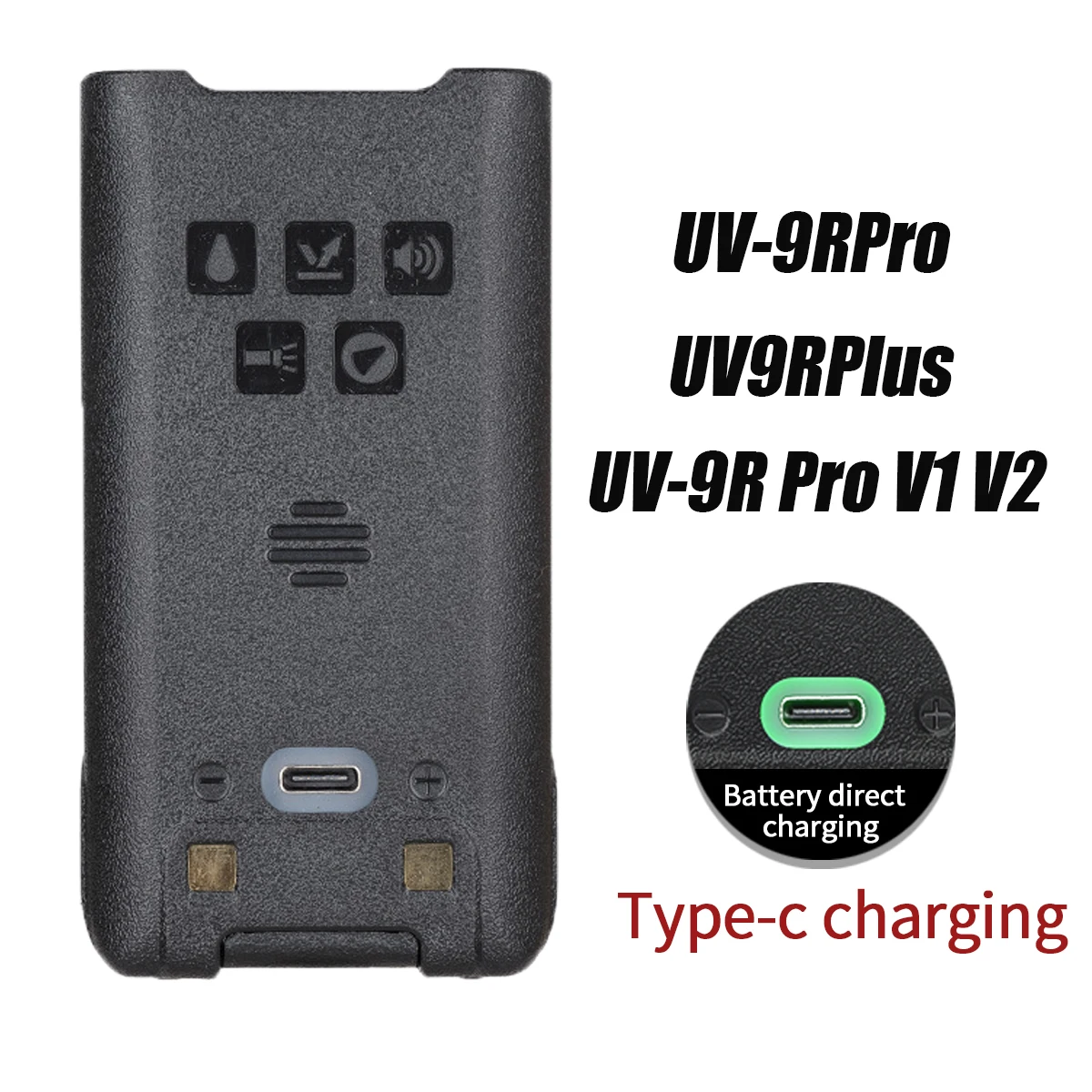 

Baofeng Walkie Talkie UV-9R Pro V1 V2 Battery 7.4V Li-ion Support Type-C Charge for Baofeng UV-9R Plus Pro UV-XR Portable