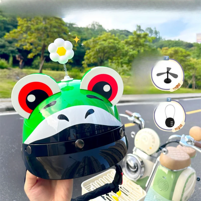 Cartoon electric car summer half helmet cute couple battery motorcycle hard hat men and women