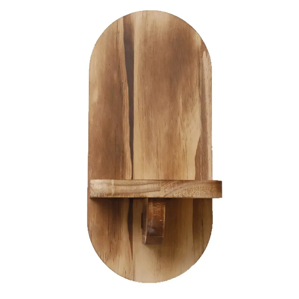 New Charcoal-fired Oval-shaped Wooden Handicrafts Wall Shelves Simple Home Bedroom Living Room Decoration