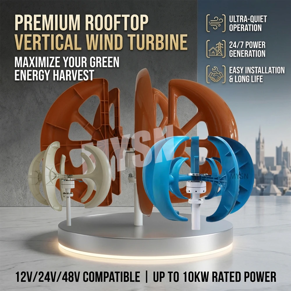 10KW Vertical Wind Turbine Generator 48V Wind Power Complete Kit Output 220V For 5000W Home Appliance Electric Generator Camping