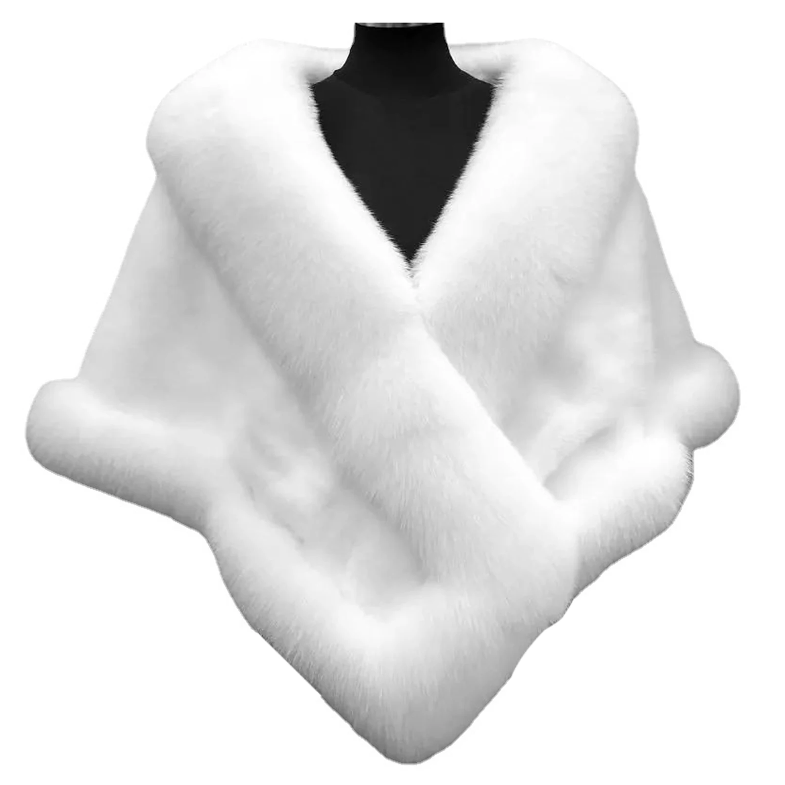 White Fur Shawl Women's Jacket Autumn Winter Faux Mink Fox Fur Dress Cheongsam Cloak Coats New 2026 Thicken Warm Short Outwear