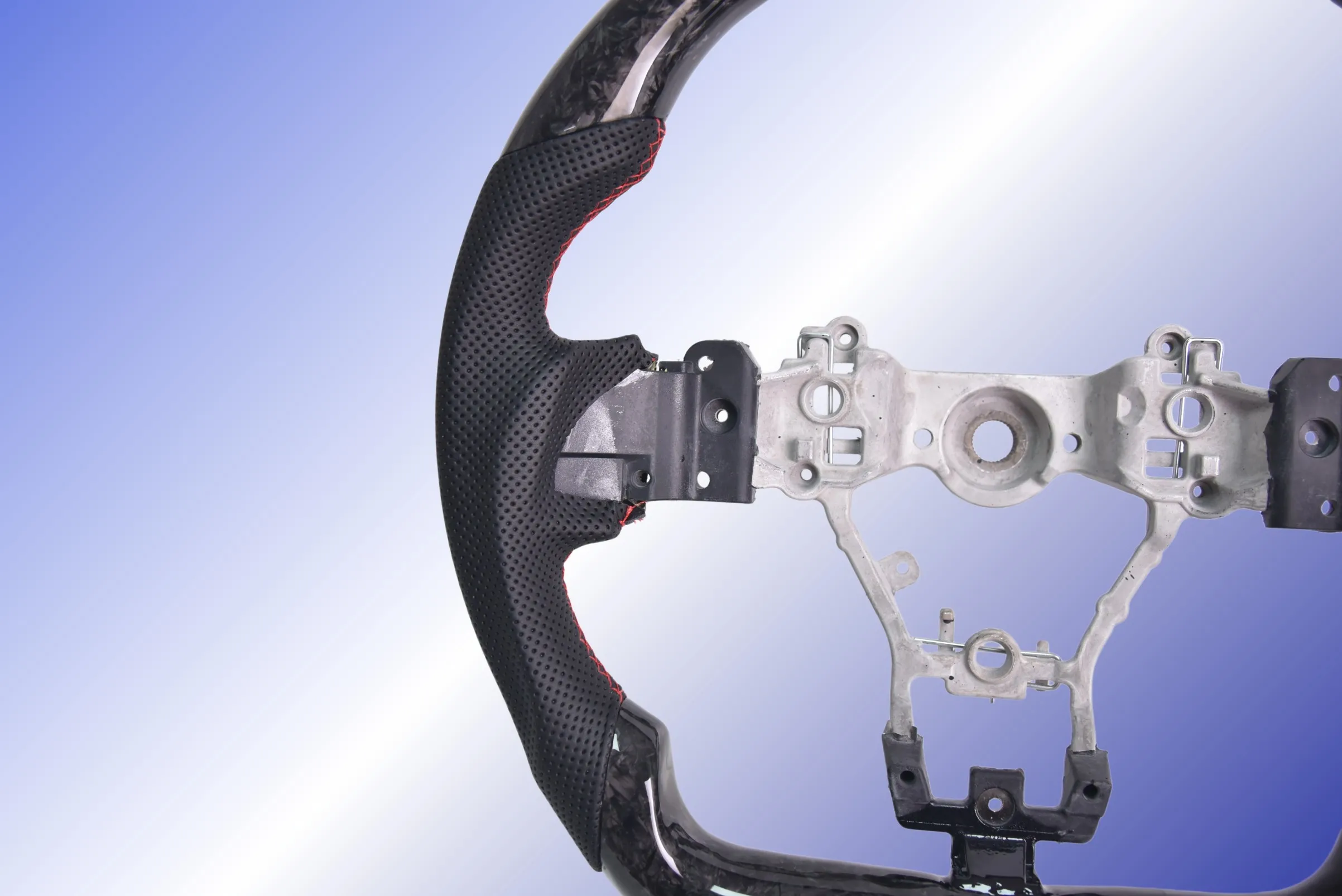 Forged Carbon Fiber Steering Wheel for Subaru WRX & WRX STI 2015-2021, D-shaped Flat-bottom Perforated Leather Grip
