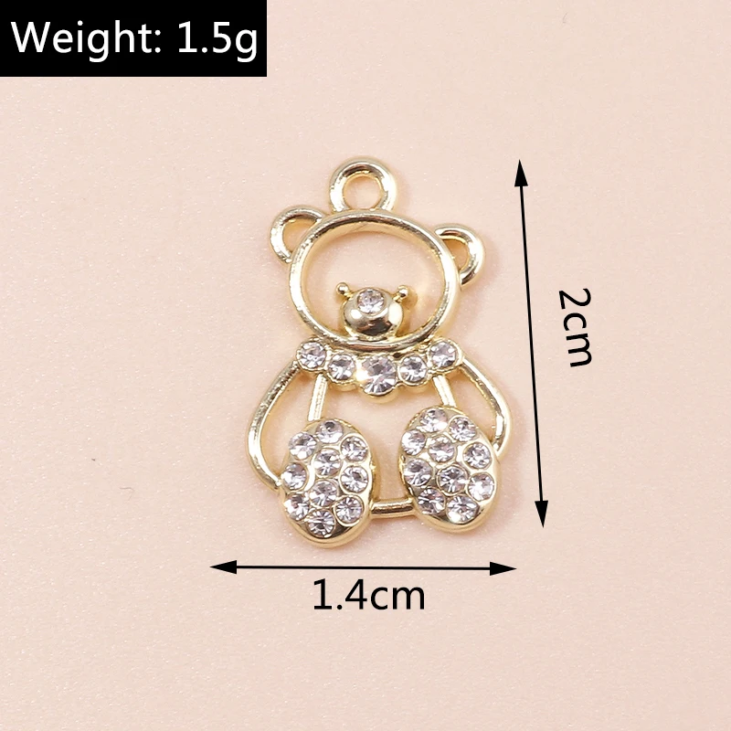 4pcs Cute Clear Crystal Pearls Bear Charms Pendants of Necklace Earrings Bracelets DIY Jewelry Making Handmade Jewelry Charms