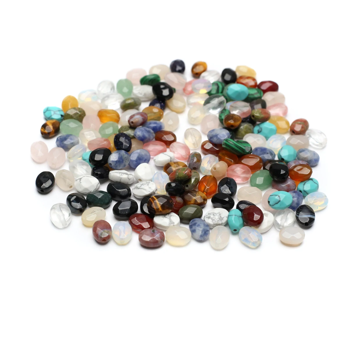 100PCS Wholesale Charm Natural Stone Agate Sodalite Opal Elliptical Beaded Jewelry Making DIY Necklace Bracelet Accessories Gift