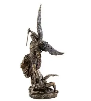 Top Collection Archangel St. Michael Statue - Michael Archangel of Heaven Defeating Lucifer in Premium Cold-Cast Bronze