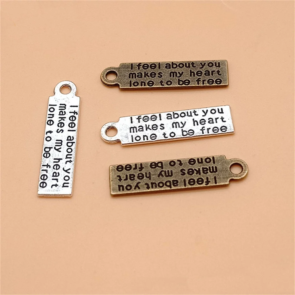 

Подвеска с надписью «сделай сам» из сплава в стиле ретро для изготовления украшений, Шарм для браслета, ожерелья, Ювелирная фурнитура ручной работы, размер 31*8 мм, 10 шт.