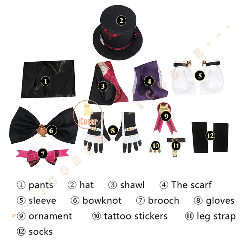 Lyney Cosplay Costume Genshin Impact Game Uniform Outfit Magician Pyro Lynette Fontaine Halloween Costume Women Men Role Play