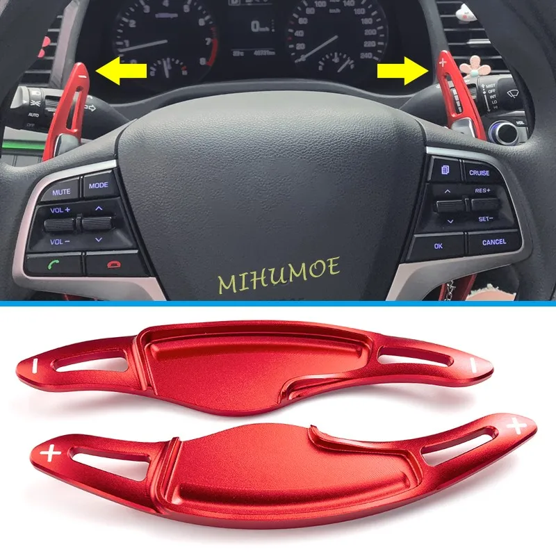 For 2015-2019 Hyundai Sonata (LF) Red Aluminum Alloy Car Shift Paddle Steering Wheel Paddles Extension Interior Trims