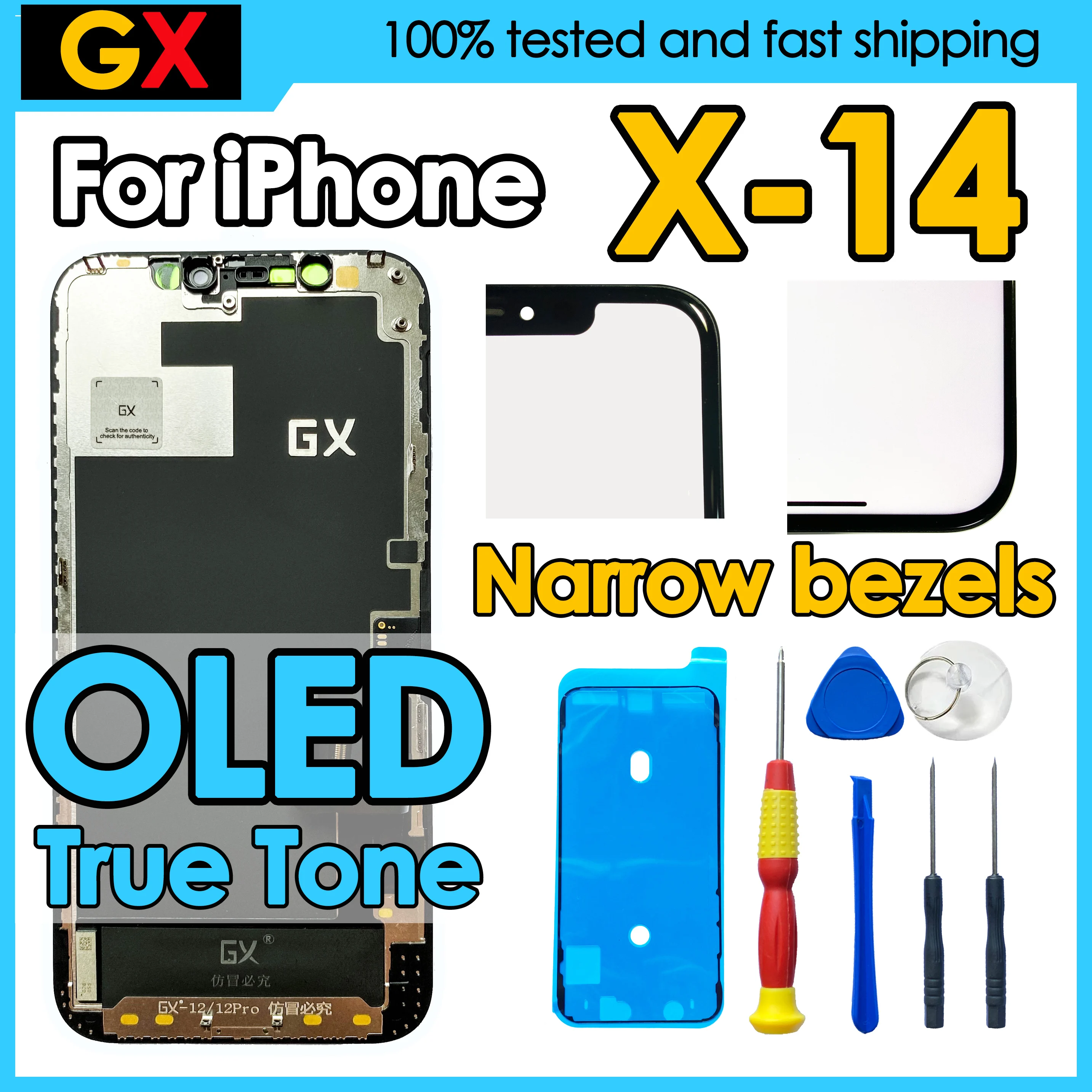 180 Tage Garantie GX OLED für iPhone X 13 11 12 Pro 12Pro Max Bildschirm Ersatz Display Digitizer Montage für iPhone 14 Plus LCD
