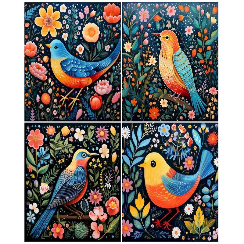 

GATYZTORY Diy Painting By Numbers Kit Frame Birds Acrylic Set Picture Drawing By Numbers For Adults Handicrafts Home Decor