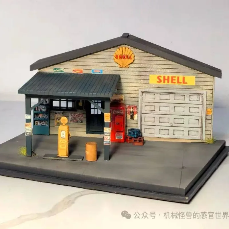 لبرتي 64 مشهد مصغر محطة غاز مصغرة خامسة نموذج سيارة مشهد زخرفة، لعبة الصبي، هدية المهرجان. #4
