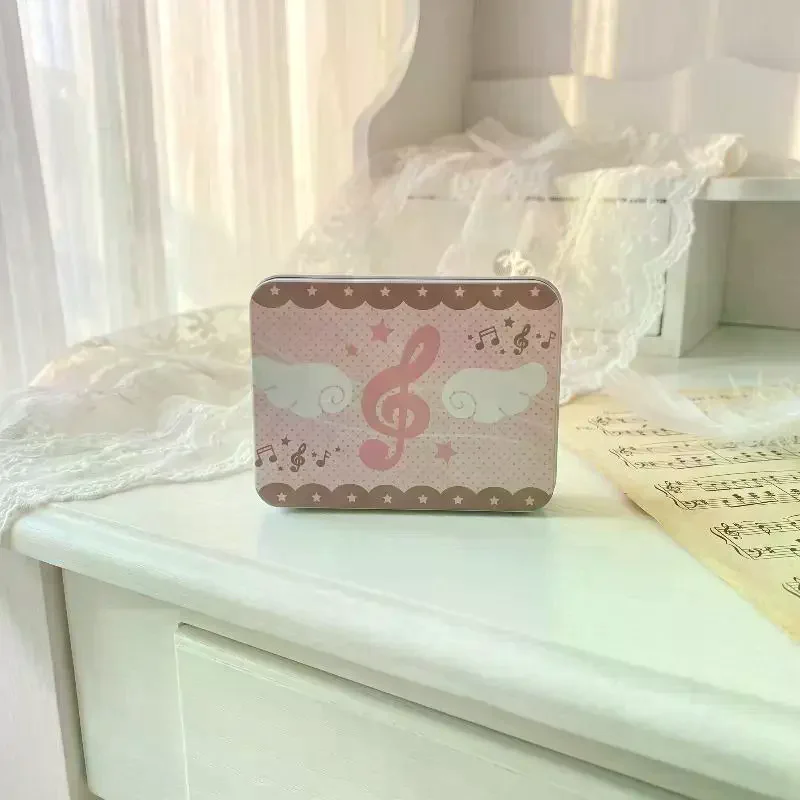 Korean-style Star Angel Flip-top Small Iron Box, Portable Waterproof Card Sticker Storage Box With High Aesthetic Appeal 1/2Pcs