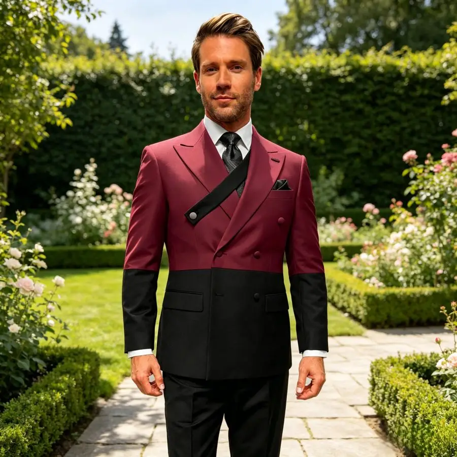 

Muilt Colors Formal Men Suits Slim Fit Double Breasted Wedding Groom Tuxedo 2 Pieces Custom Made Jacket Pants For Ceremony