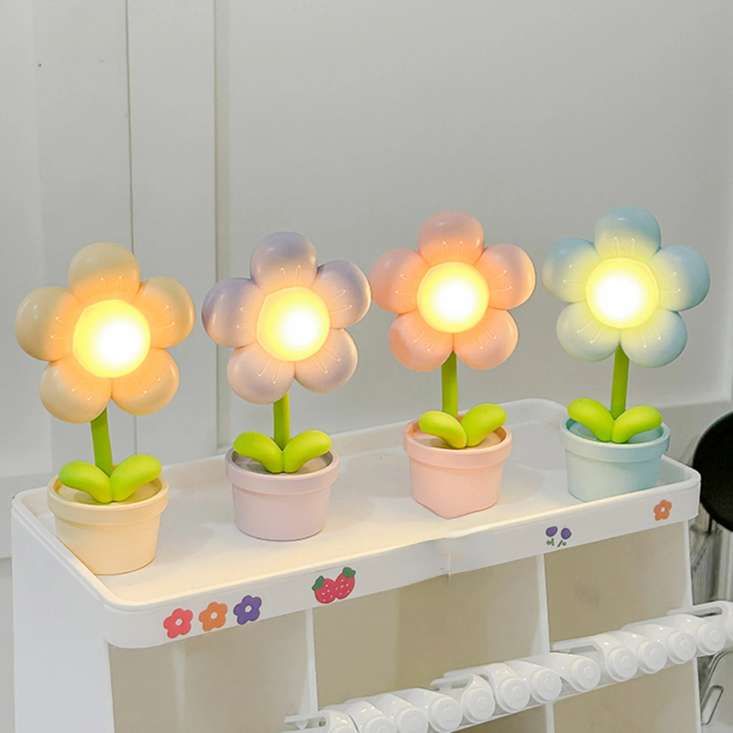 Mini Lovely Cute LED Flower Night Light - Adorable Small Table Lamp for Kids Toy, Bedside Bedroom, and Holiday Gift Giving - Swe