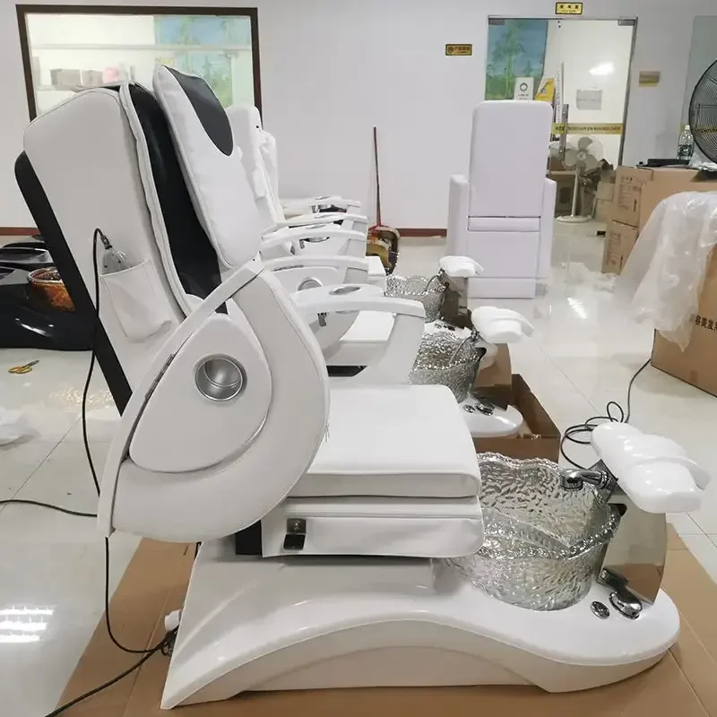 Branco adicionar preto inteligente pedicure pé spa cadeira de massagem reclinável sofá de couro cadeira de massagem de loja de beleza