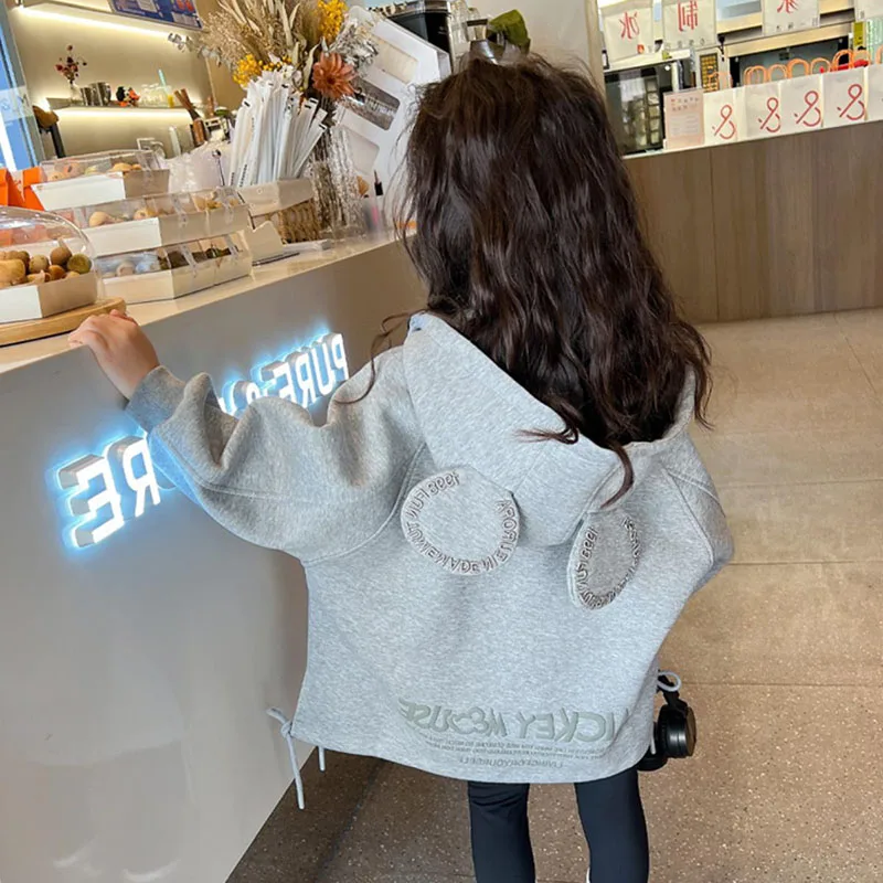 Jackets for Girls hoodie Autumn 3D Ears Hooded Coats Kids Zipper Sports Outerwear Children Clothes sweatshirt kids clothes girl