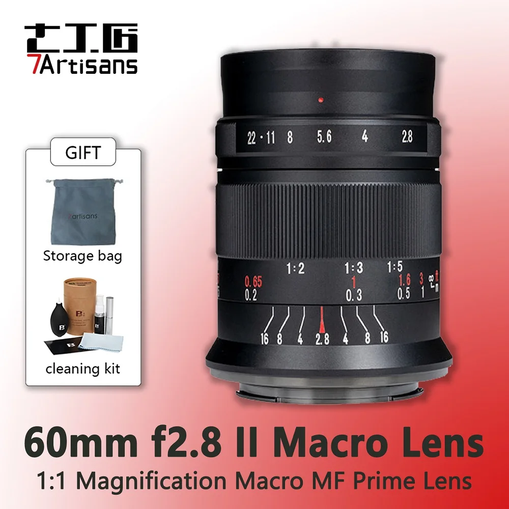 

7artisans 7 artisans 60mm F2.8 II MF APS-C Macro Lens For Sony E Nikon Z Fuji XF Canon EF-M Canon RF M4/3 Leica L mount