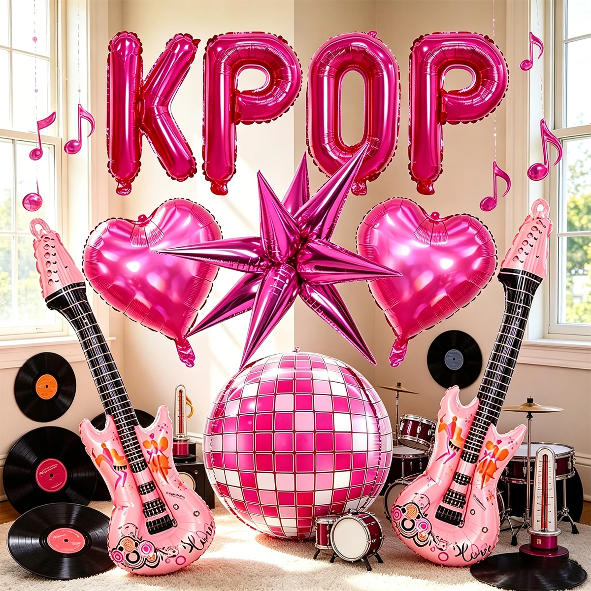 17pcs K-Pop Themed Birthday Balloons,K-Pop Music Theme Party,Hallyu Birthday Decor,Karaoke Music Theme,Fan Club Party Decoration