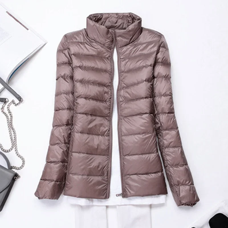 2024 New Women Thin Down Jacket White Duck Down Ultralight Stand-up Collar Jackets Autumn and Winter Warm Coats Portable Outwear