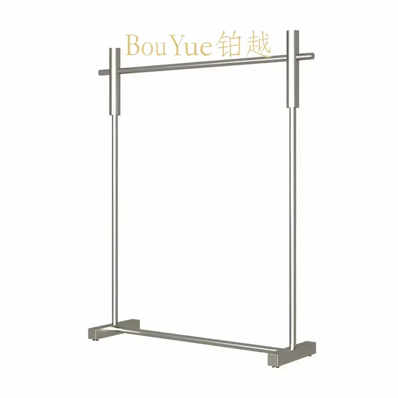 for Women's Clothing Store Stainless Steel Brushed Silver Display Rack Exquisite Hanger Live Stream Floor Hanger Shelf