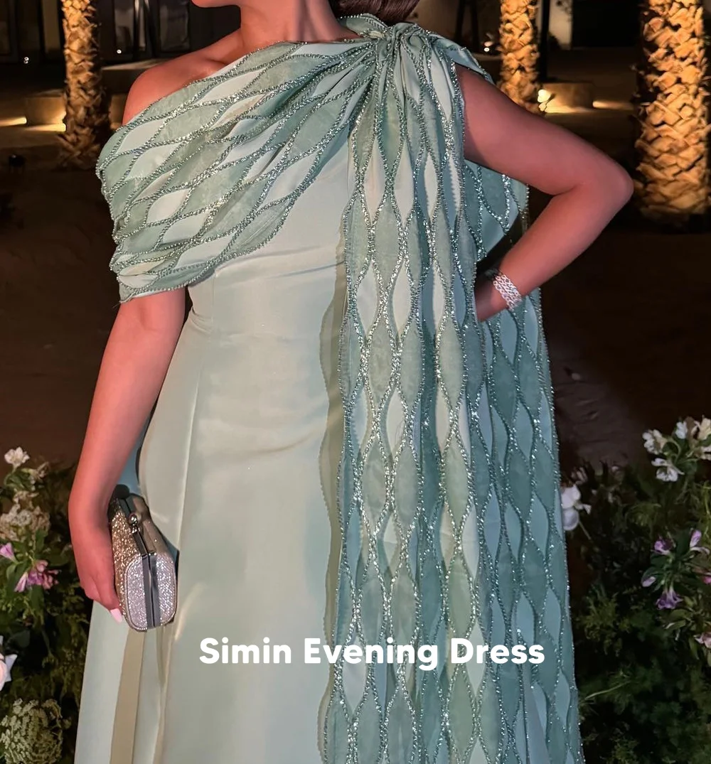 فساتين سهرة سعودية من Simin بكتف واحد على شكل حرف a بطول الأرض مع فساتين حفلات رسمية أنيقة بدون أكمام 2025