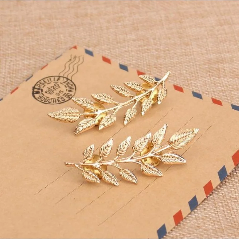Picture 7: Vintage 3D Tree Leaf Wheat Collar Pin Brooch Gold Silver Metal Shirt Collar Clip Lapel Pin Suit Clothing Decor
