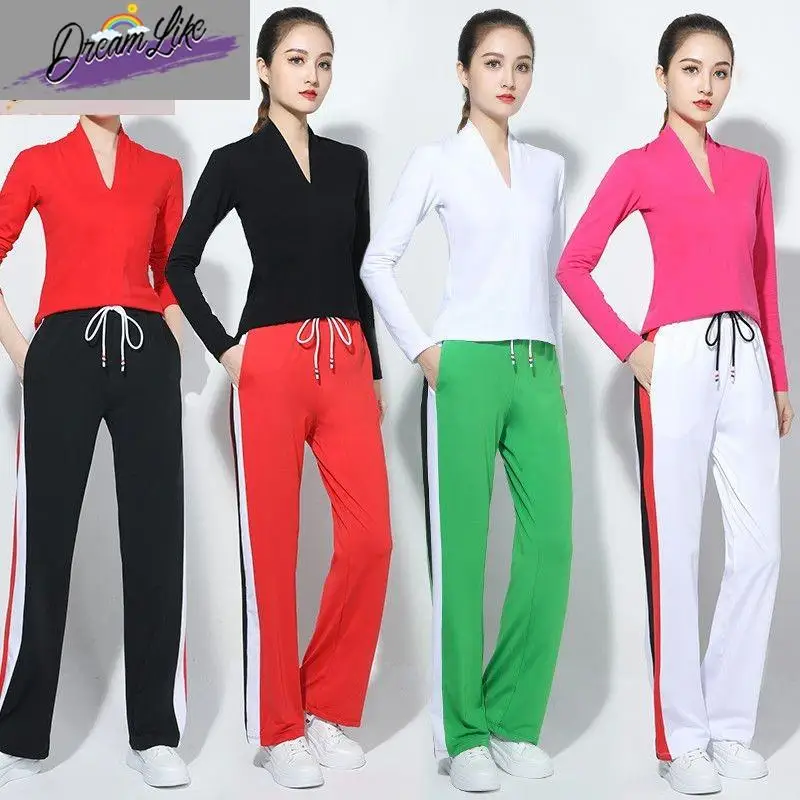 

New Women's Qui Dry Dance Performance Suit Square Dancing Fitn Sportswear Cotton Blend Stage Costume by Ningfei