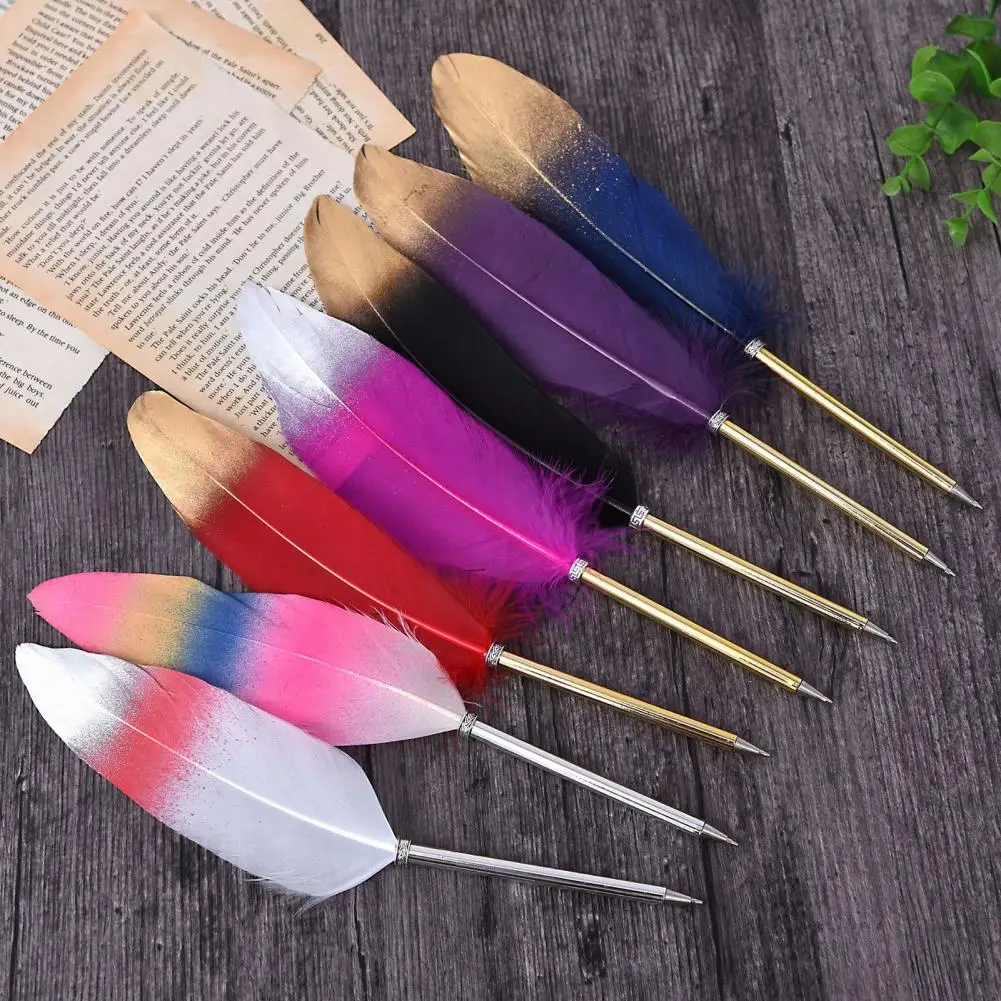 1Pcs Creative Feather Ballpoint Pen Fashion Business Gifts Student School Stationery Office Supplies Souvenir Writing Pen