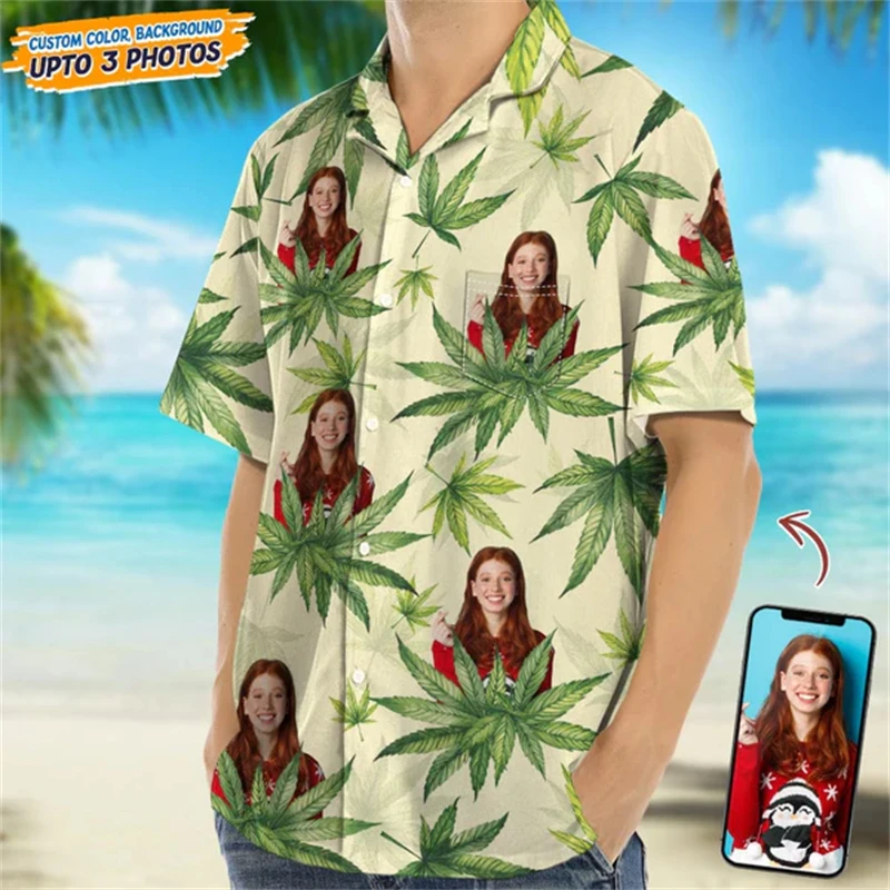 Floral Avocado Palm Leaf Shirts For Men Clothing Customized 3D Print Hawaii Beach Shirt Holiday Party Clothes Casual Blouse Tops