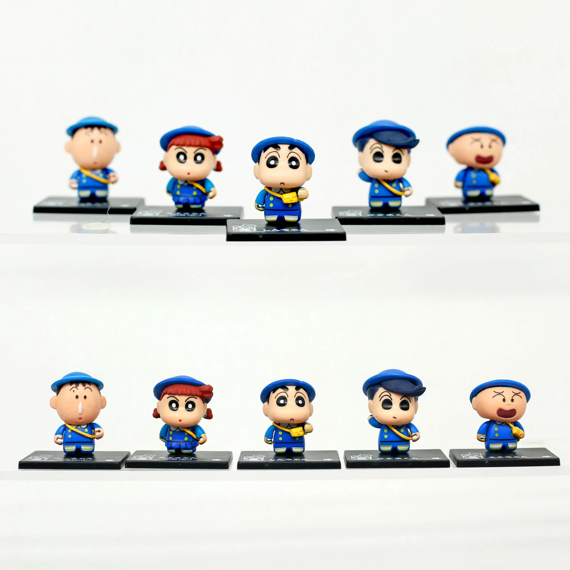 

Школьная форма Shinchan, слепая коробка, аниме-фигурка-сюрприз с желтой сумкой, Коллекционная мини-кукла, декор, гашапон, подарок для детей
