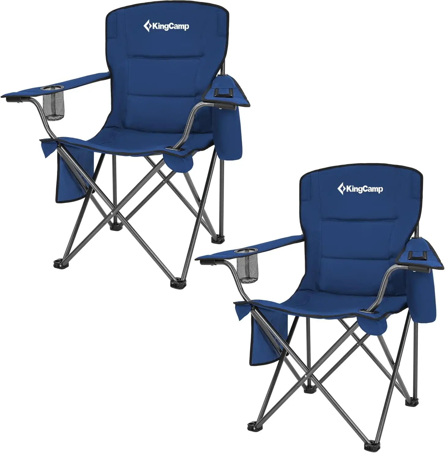 

Складное кресло для кемпинга увеличенного размера для взрослых с охладителем, подстаканником, боковым карманом, сумкой для переноски, выдерживает нагрузку до 300 фунтов.
